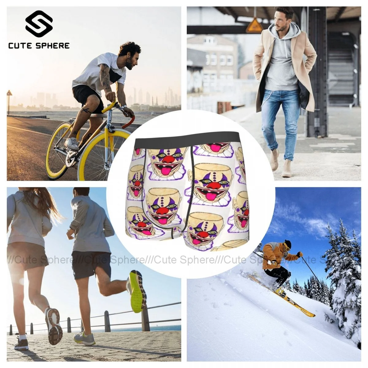 

Clown Underwear Custom Polyester Pouch Trunk Hot Male Classic Boxer Brief