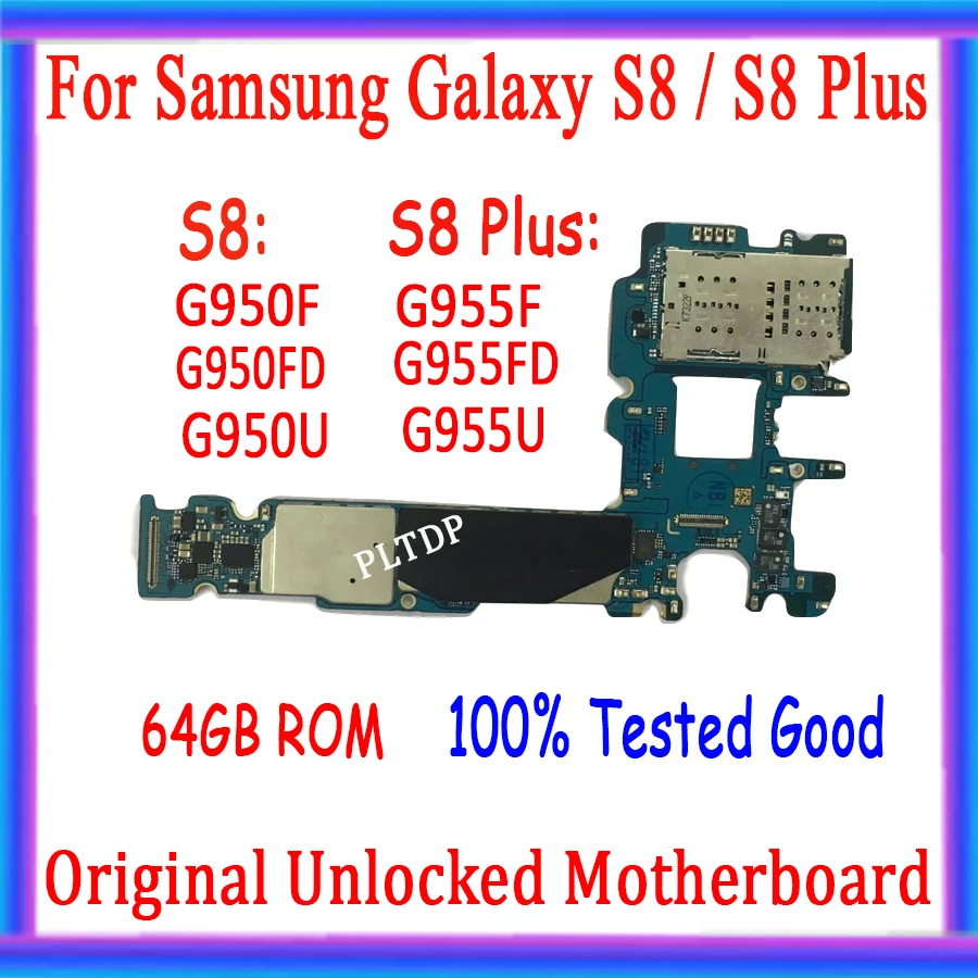 

100% оригинальная материнская плата для Samsung Galaxy S8 G950F G950U G950FD G955F G955U G955FD, хорошо протестированная логическая плата 64 ГБ, европейская версия