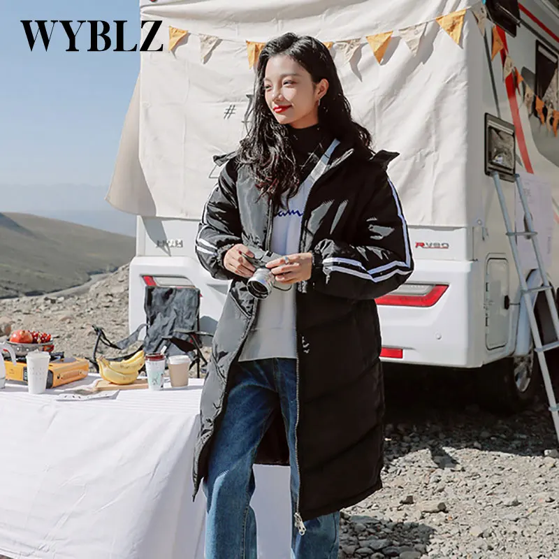 2021 Winter Down Jacket Cotton Padded Women's Korean Fashion Cotton Jacket Loose Thickened Knee Length Padded Jacket Black White