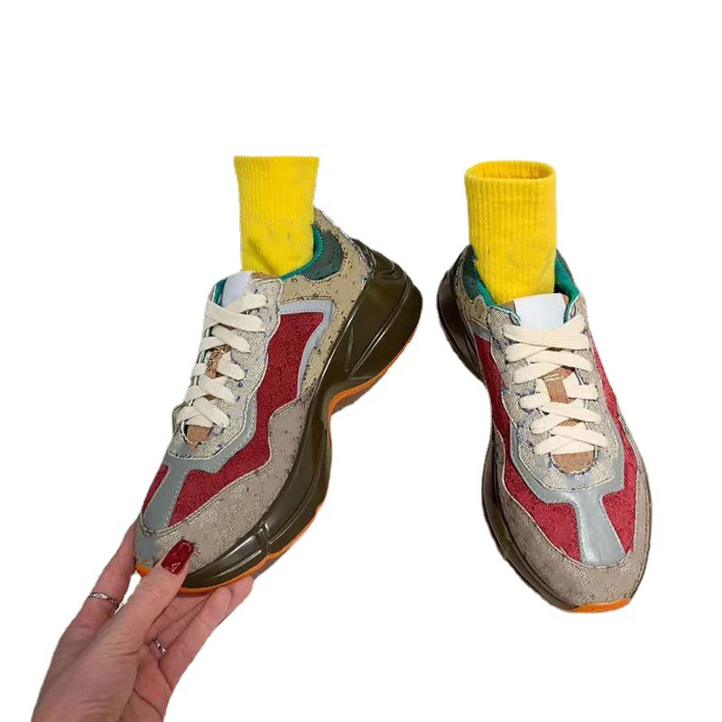 

Кроссовки унисекс на толстой подошве, роскошные дизайнерские, повседневная обувь с круглым носком, с ремешком на голову, светящиеся в темно...