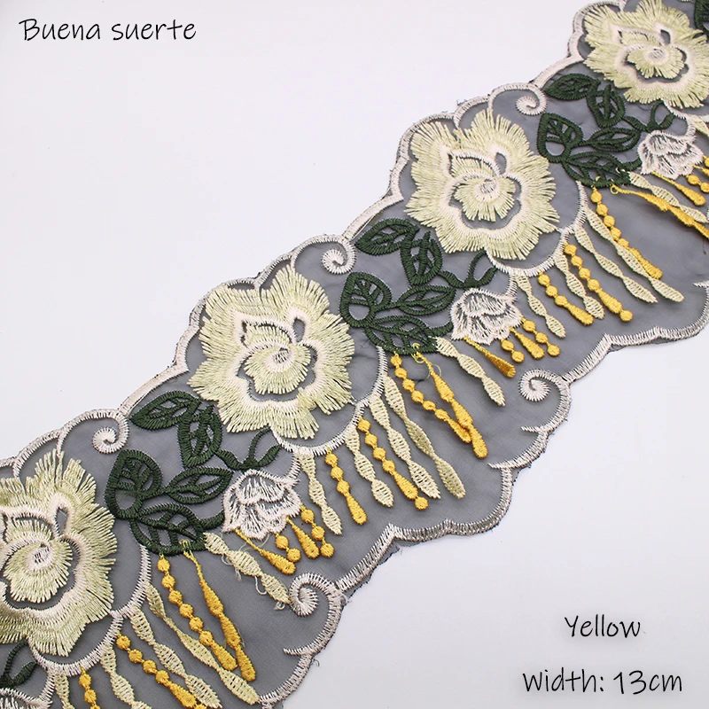 1 ярда в ширину 13 см Высокое качество желтый фиолетовый розовый 3d цветок