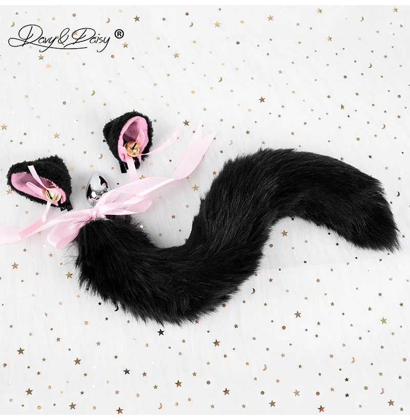DAVYDAISY милые кошачьи уши колокольчик ободки искусственный Лисий хвост Анальная
