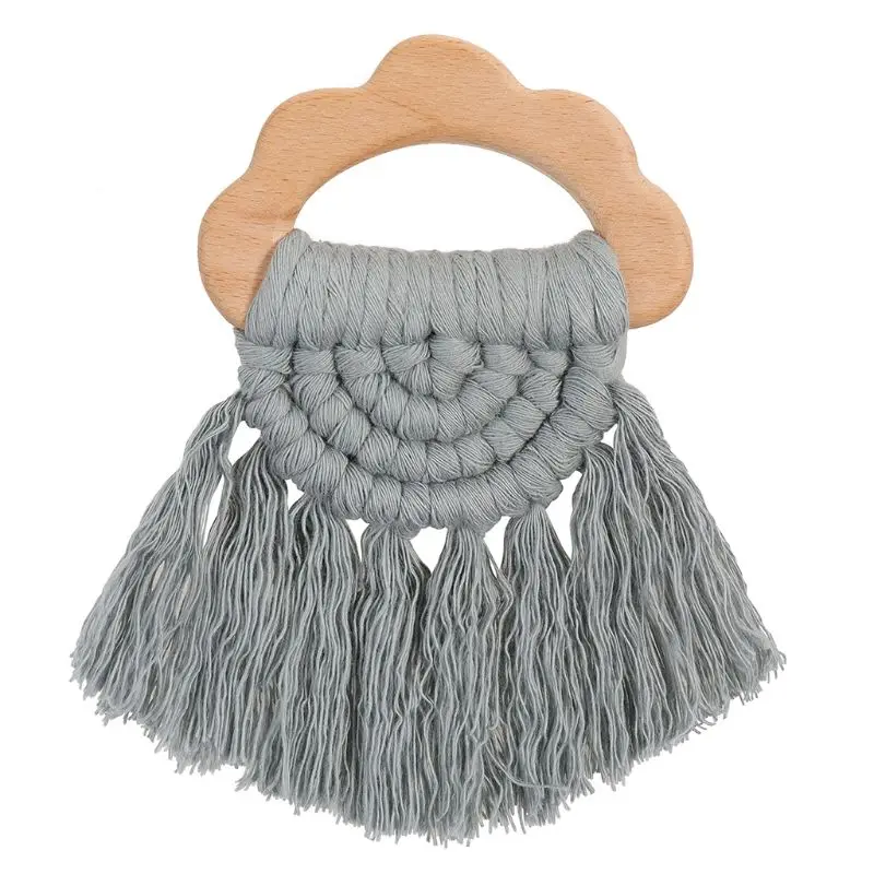 

Vintage Baby Cloud Shape Wooden Teether Eco-Friendly Organic Wood Rattle Ring Chewable Infant Teething Toys C5AF