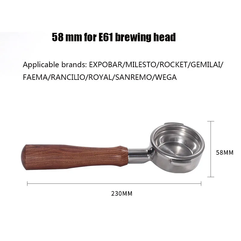 58 мм портафильтр древесины Кофе машина без внутренней подошвы держатель фильтра
