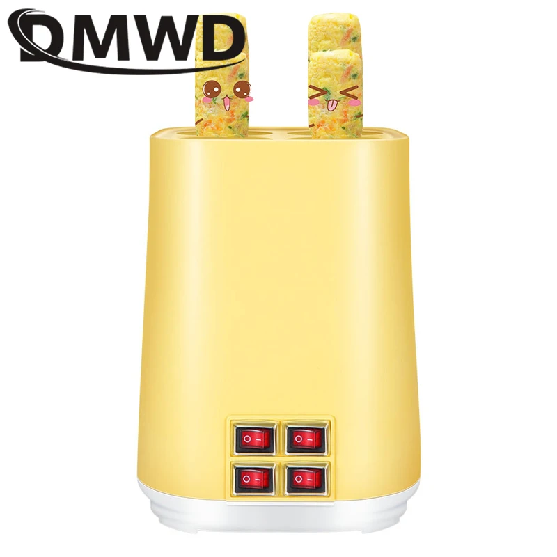 DMWD 4 яйцо колбаса Плита жарки Завтрак машина четыре трубки DIY автоматический омлет мастер котел яйца Roll чайник ролика чашки ЕС