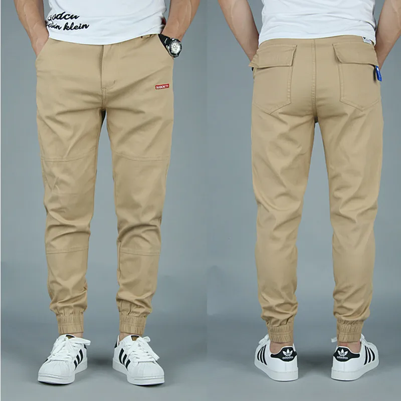 

2021 Spring Men's Harem Cargo Pants Korean Style Streetwear Hip-Hop Loose Overalls Cotton Casual Slim Sweatpants Men's Clothing