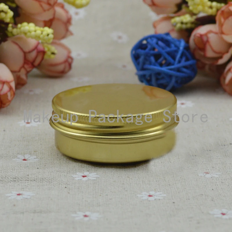 

30g 30ML refillable box black/gold empty round aluminum metal tin cans bottle cosmetic cream box DIY jar Aluminum Lipstick Pot
