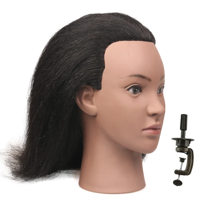 Черный женский манекен голова с волосами для плетения настоящие волосы учебная