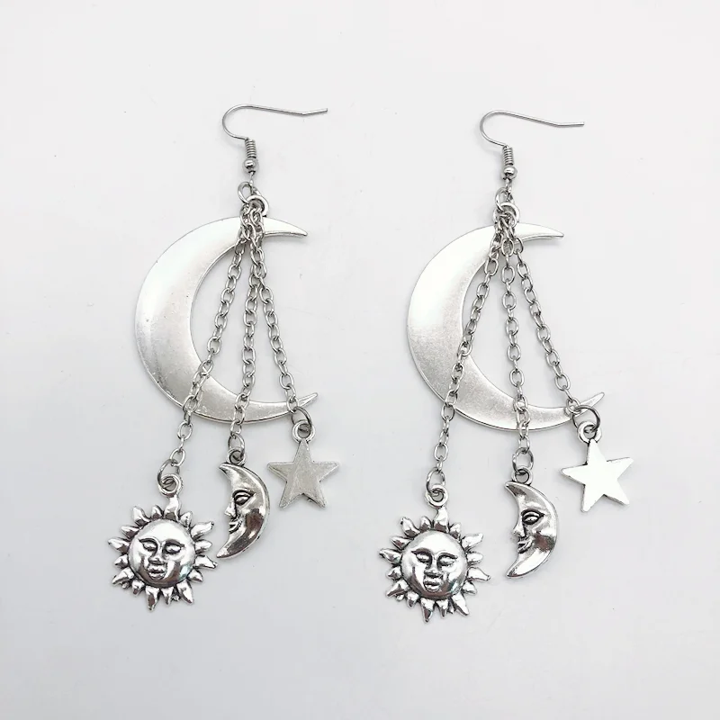 Полумесяц Готический таинственный богемский солнце звезда серьги e girl 90s гранж