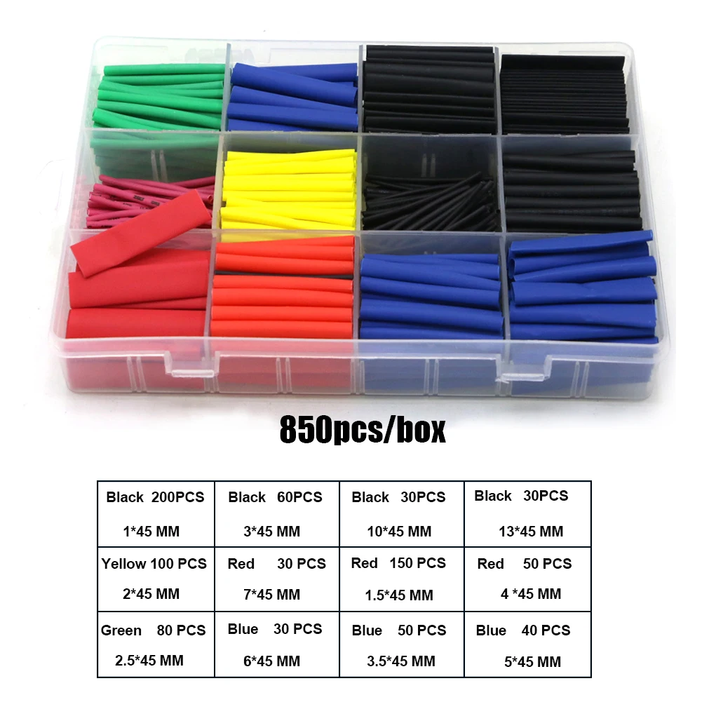 530/560/580/780/850pcs Heat Shrink Tube Kit Insulation Sleeving Polyolefin Shrinking Assorted Tubing Wire Cable 2:1 | Игрушки и хобби