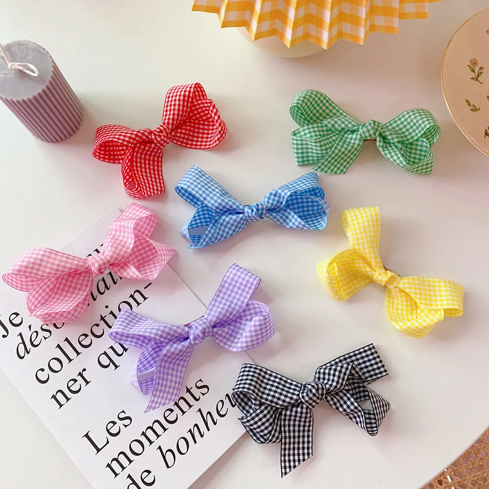 2 шт./компл. резинка для волос в клетку симпатичная с бантом новые заколки из