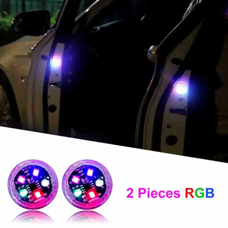 

2PC Universal LED Car Door Safety Warning Anti-collision Lights Waterproof Wireless Magnetic Induction Strobe Safety Alarm Light