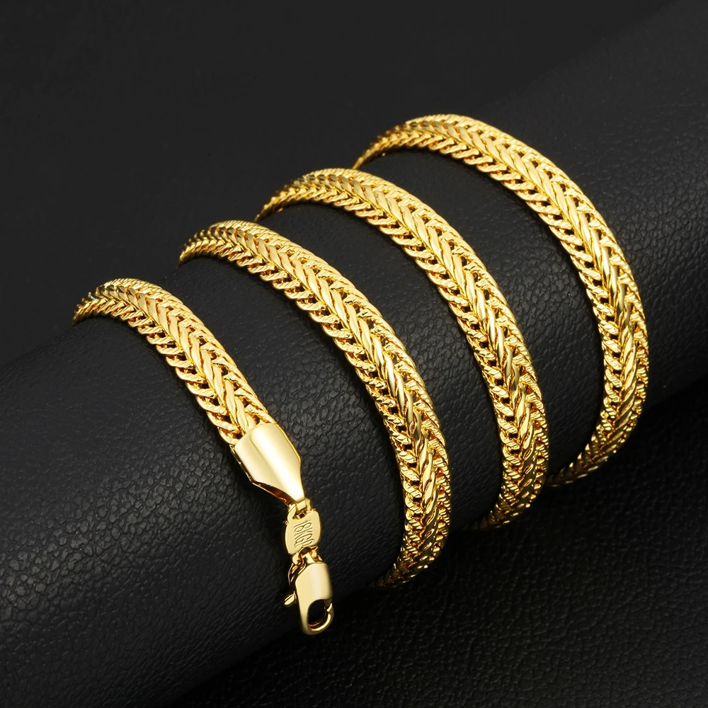 

Snake Chain Fashion Necklace Yellow Gold Filled Hip Hop Mens Necklace Choker Chain Link Gift