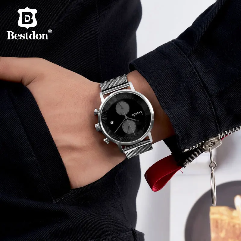 Часы наручные Bestdon Мужские кварцевые спортивные водонепроницаемые простые из
