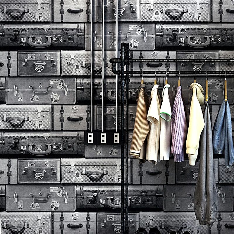 3d винтажные кожаные чемоданы модные обои рулон для украшения кафе магазина