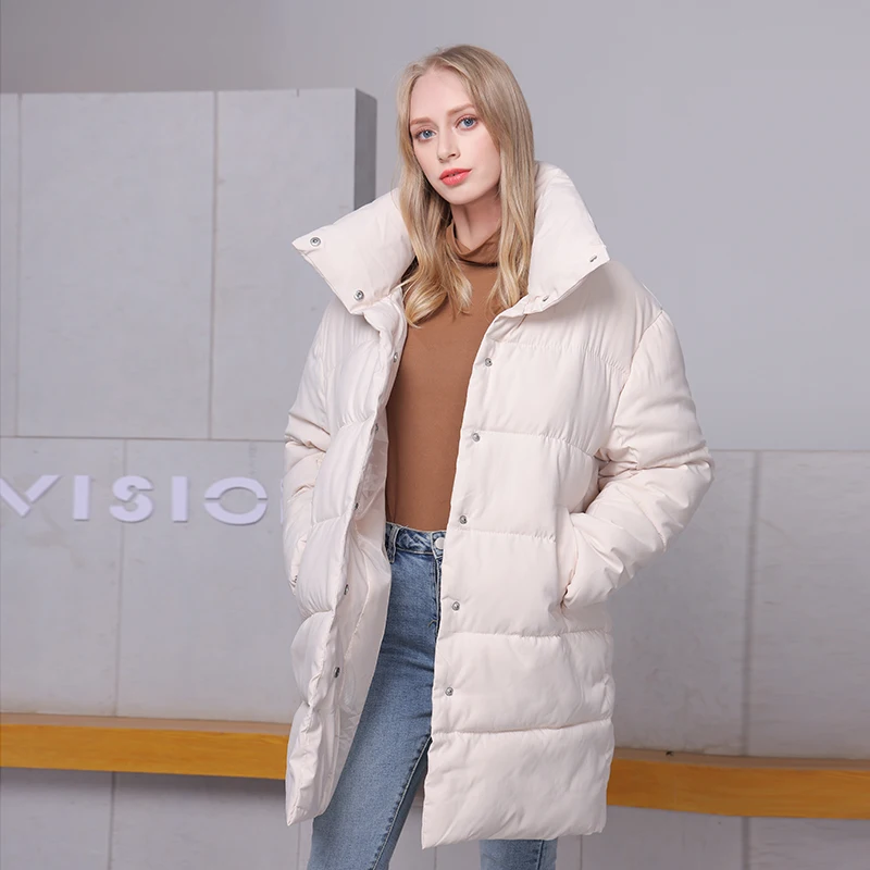 

Winter Women's Coat Cotton-Padded Jacket Women Parka Long Sleeve Solid Color Warm Loose Long Puffer Jackets Parkas Coat Куртка