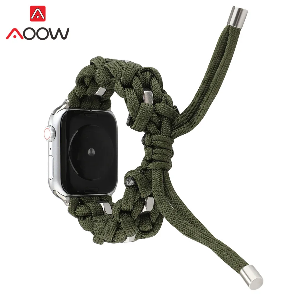 Парашютный нейлоновый ремешок для часов Apple Watch 5 4 40 44 38 42 мм военный тактический