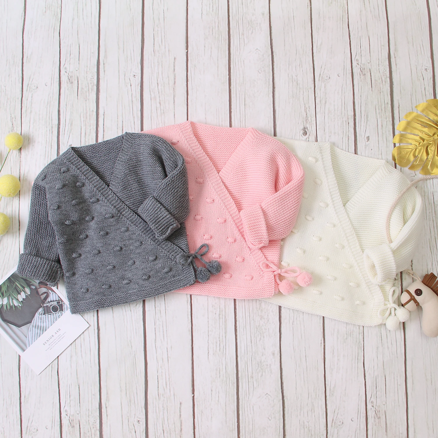 Осенне зимние однотонные кимоно для новорожденных девочек и мальчиков хлопковый