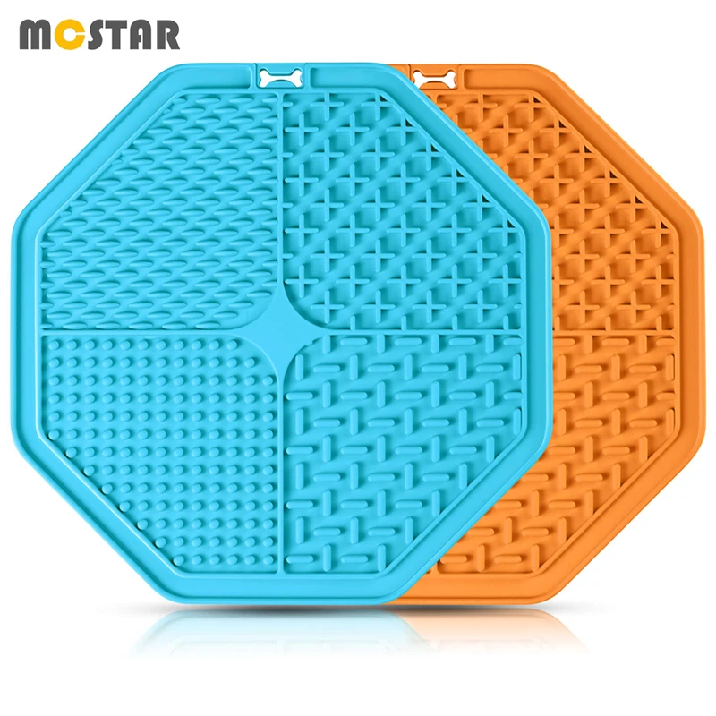 

MC Star Pet Lick Food Pad Dog Silicone Plate Multi-purpose Slow Food Zone Cats Licking Bump Pad Slow Feeder Mat With Suction Cup