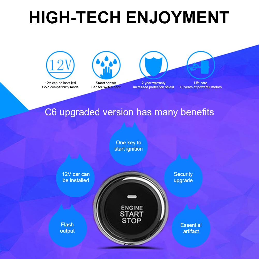 Smart Car Alarm System Keyless Entry Central Locking APP Control Autostart Engine Remote Start Stop Intelligent Ignition Kit | Автомобили