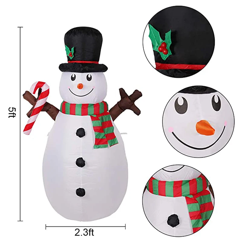 

Newly 1.6M Outdoor Inflatable Christmas Decorations Built-in LED Lights Blow Up Snowman Christmas Yard Decorations TE889