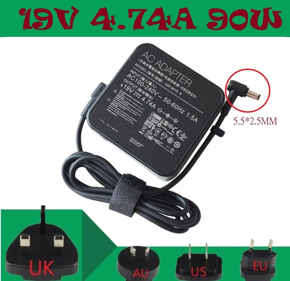 Оригинальный адаптер Φ B 19V 4.74A 90W 5 5x2 5mm AC Зарядное устройство для Asus A52F A53E A53S A53U A55A