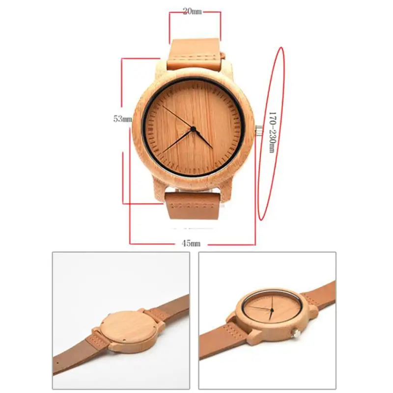 Модные роскошные деревянные мужские кварцевые часы с кожаным ремешком