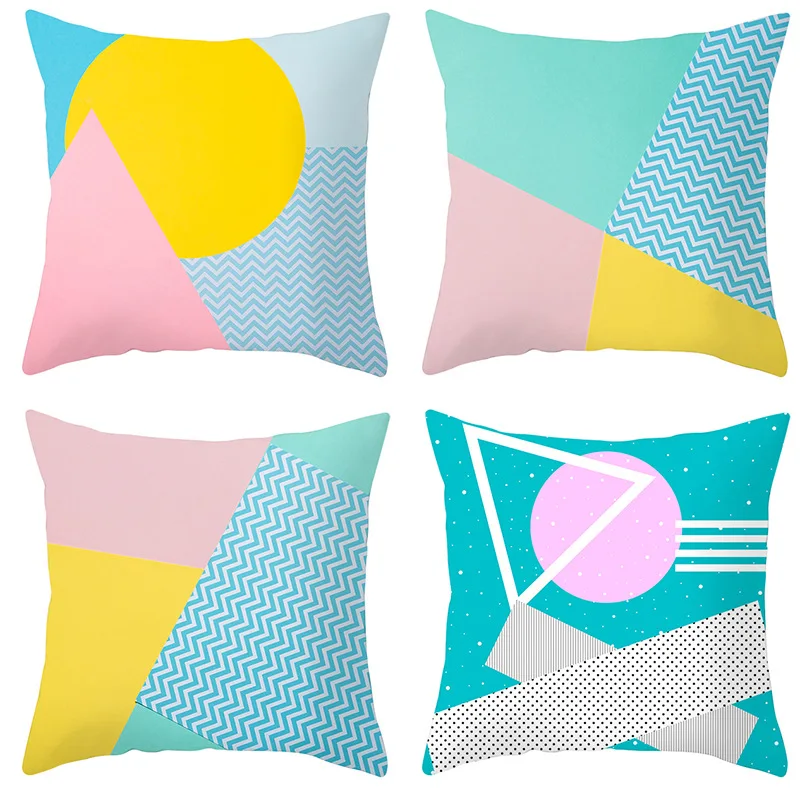 

Memphis Color Matching Geometric Series Home Decoration Polyester Pillow Cover