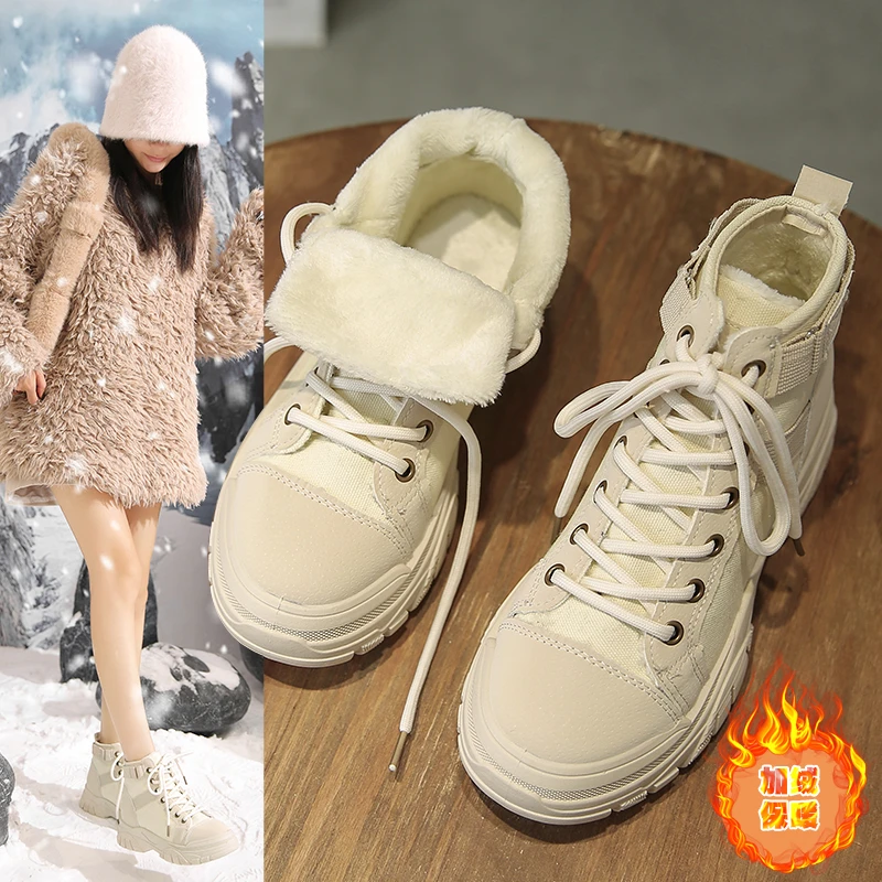 

Women Canva Boots Hiker Chunky Army Boots Thick Sole Military Platform Boots Ladies Women Snow Boots Winter Comfortable Boots