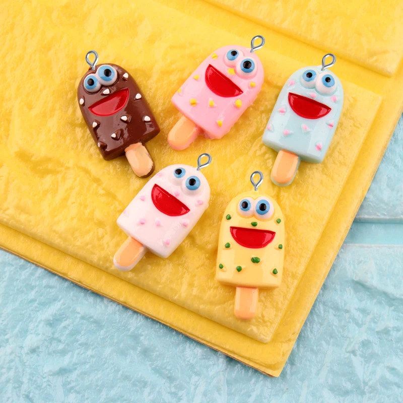 10 шт 17*33 мм DIY Смола Мороженое леденец эскимо подвески кабошон орнамент ремесло