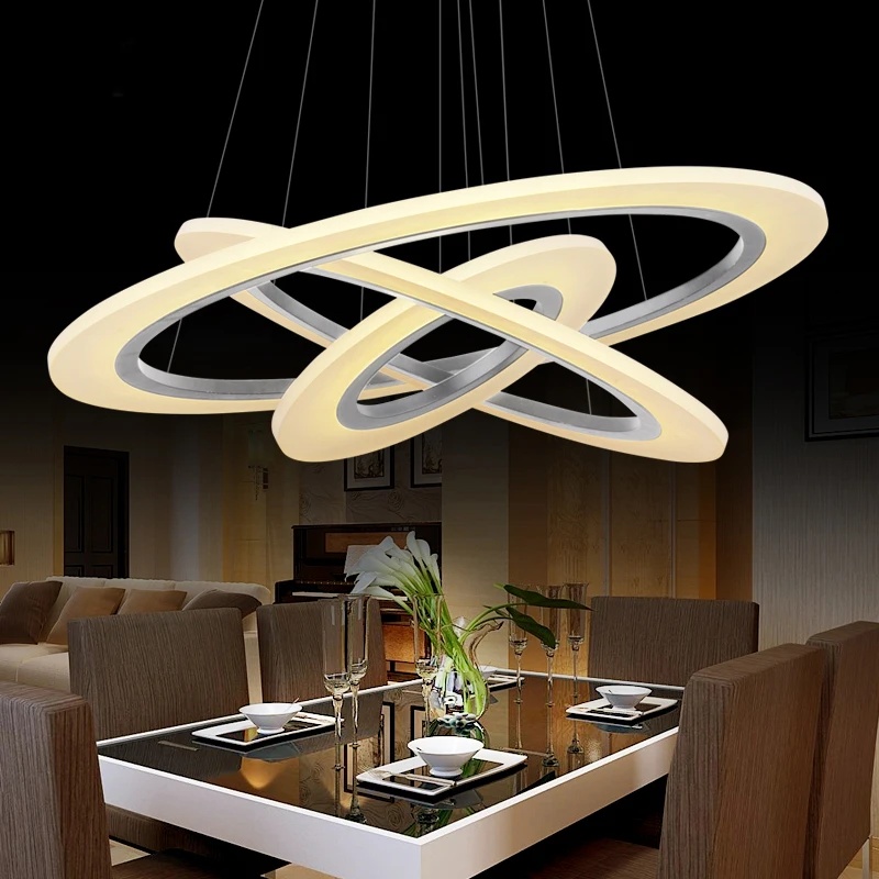 

Современные подвесные светильники для гостиной, столовой, 3/2/1 круглые кольца, акриловый алюминиевый корпусветодиодный светодиодное освеще...