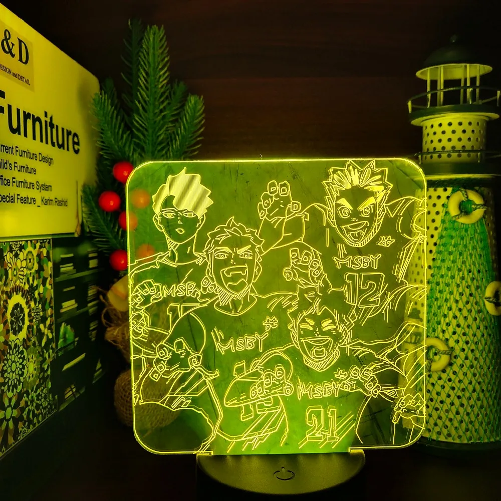 Haikyuu аниме светодиодный светильник MSBY TEAM Night Light Хината Miya Sakusa Bokuto Lampara De Noche
