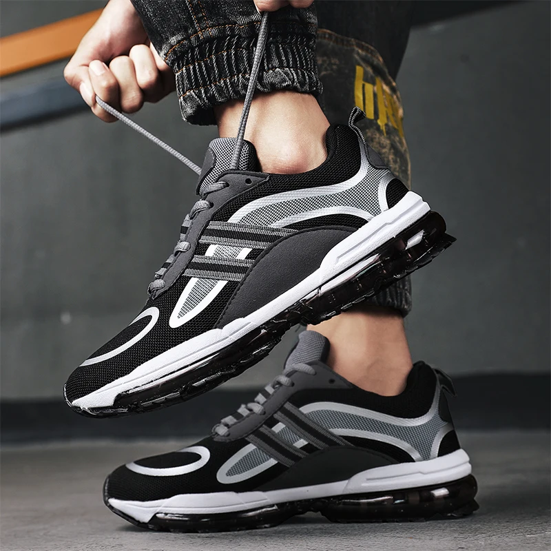 

Air Cushion Sneakers for Men Lace Up Running Mens Shoes Lightweight Man Sports Trainers Outdoor Jogging Fitness Male Athletic 44