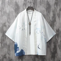 japanese kimono haori harajuku robe mens summer cardigan retro antique loose half sleeve shirt jacket 2021 new streetwear