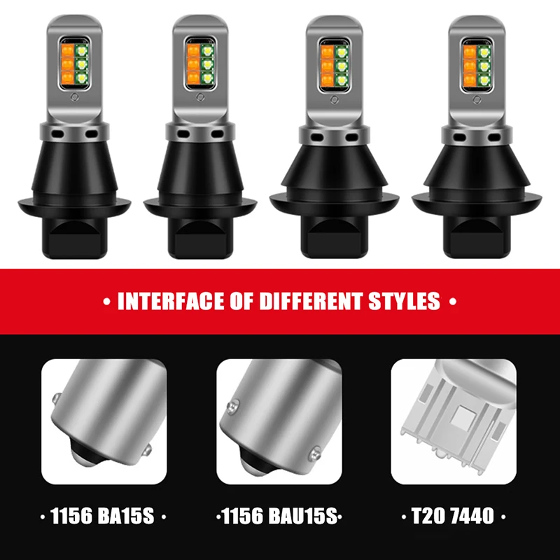 Дневные ходовые огни Canbus Светодиодные ДХО PY21W BA15S BAU15S T20 7440 W21W 3030 12 Светодиодный