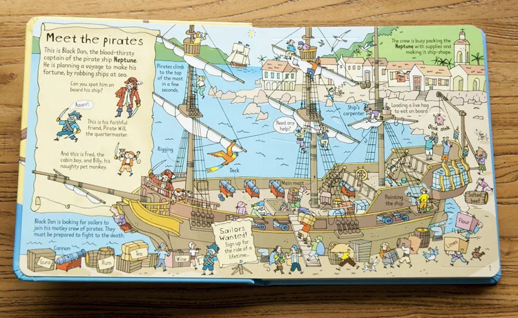 

Britain English 3D Look Inside a Pirate ship flap book Education Children kids reading learning boy gift over 50 flaps