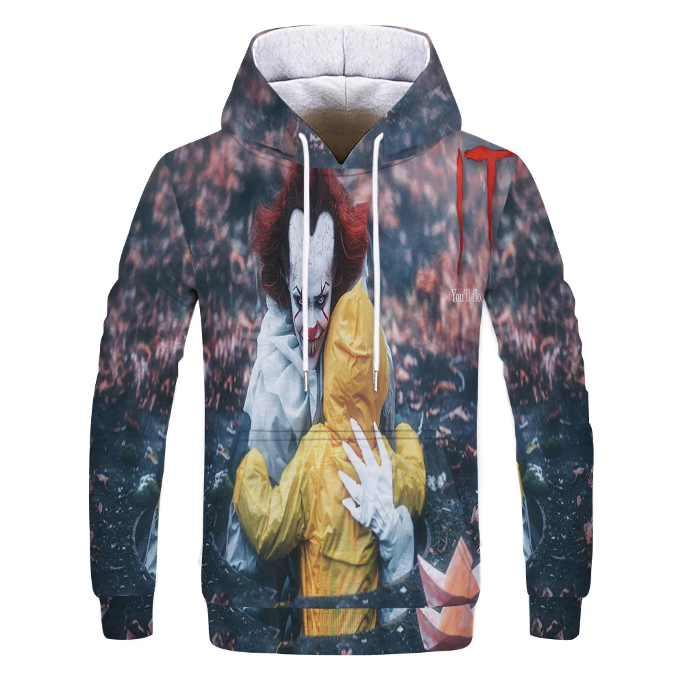2019 модная качественная толстовка с 3D принтом клоуна из фильма странные ужасы