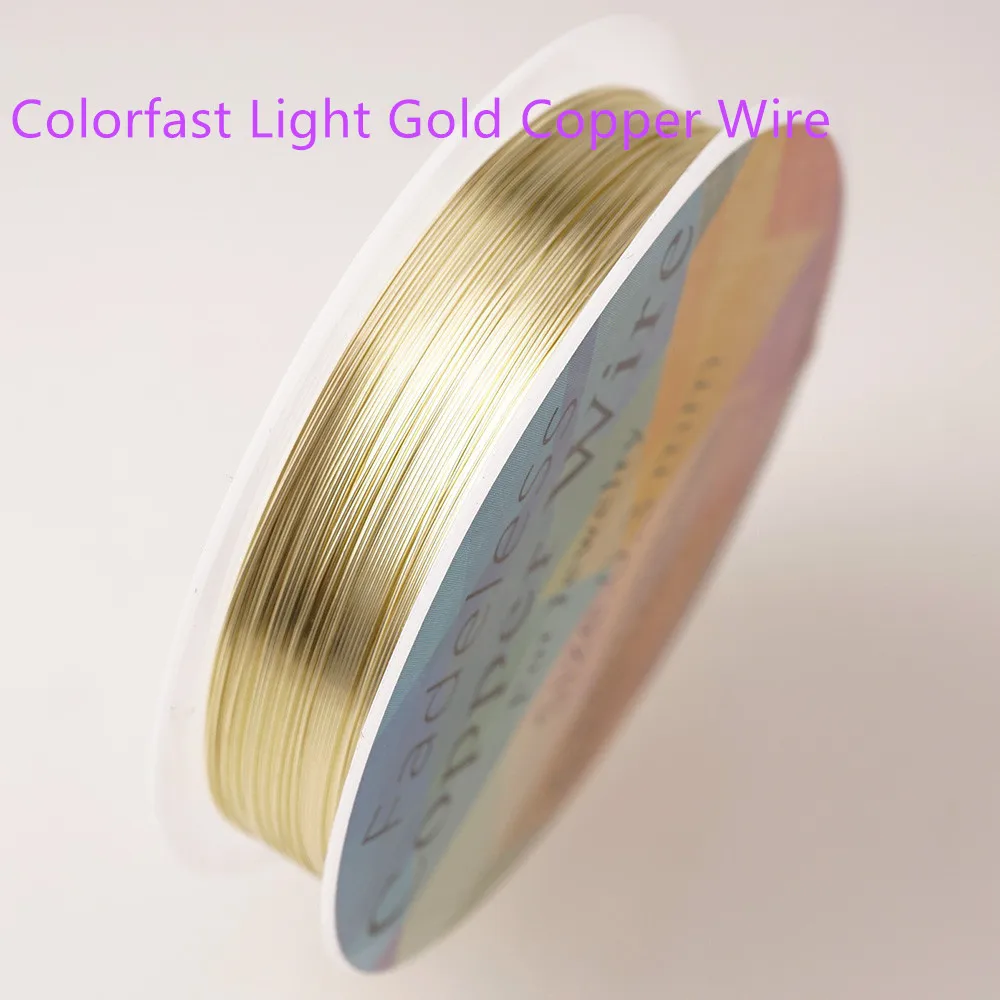 Colorfast light gold Четырехслойный разноцветный комбинезон серебро Медный провод для браслет Цепочки и ожерелья самодельные Украшения, Аксессуары 0,2/0,25/0,3/0,5/0,6/1,0 мм ремесло Бисер провода HK018 - Цвет: Colorfast light gold