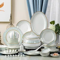 Bone porcelain tableware European-style household bowls and pans Chopsticks activity gift  box Jingdezhen ceramic dishes set
