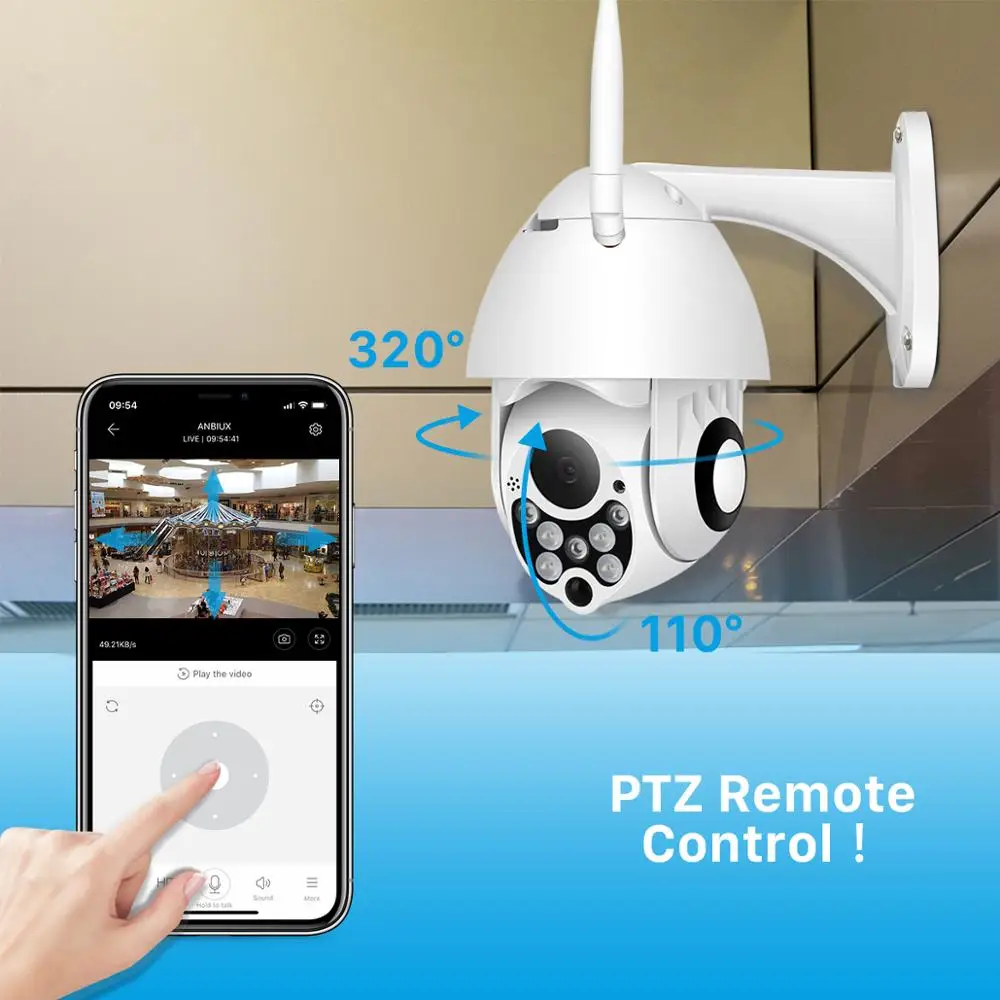 IP-камера купольная 2 Мп 1080P Wi-Fi 4-кратный зум | Безопасность и защита