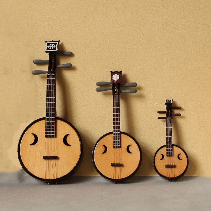 Modelo Zhongruan en miniatura china, con soporte y funda, Mini instrumento Musical, accesorios de figuras de acci&oacute;n bjd, 1 Uds.-0