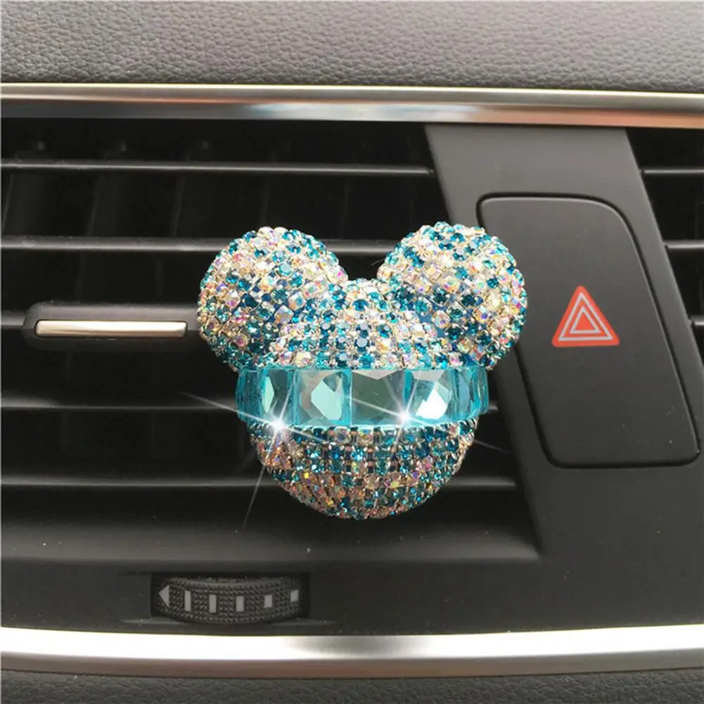 

Car Perfume Clip Air Freshener Cute Rhinestone Bear Colorful Decoration Automobile Charm Air Vent Accessories For Girls Women