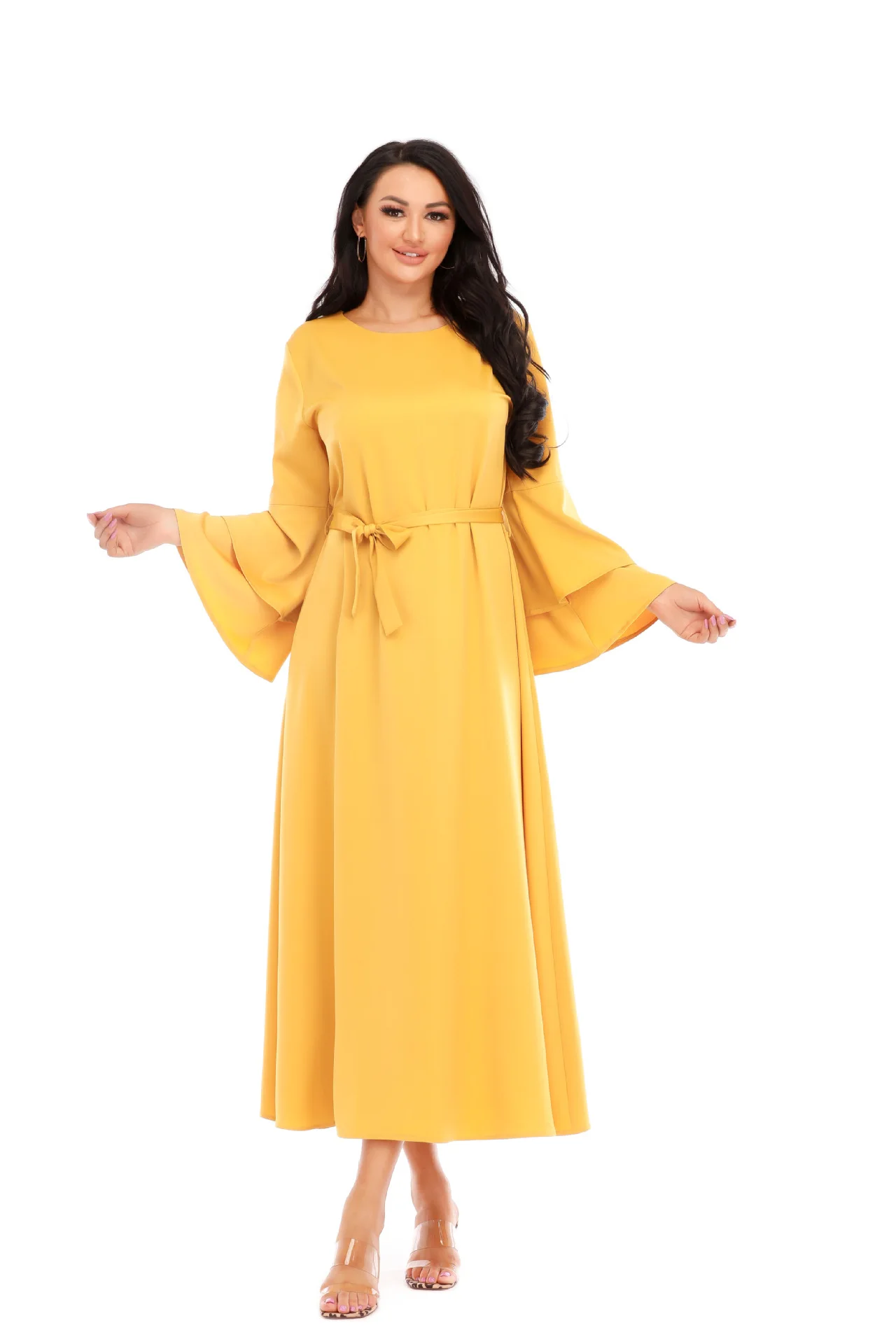 Urban Fashion Casual Spring, Summer And Autumn New Round Neck African Dress Robe Series Muslim Dress Women's Abaya