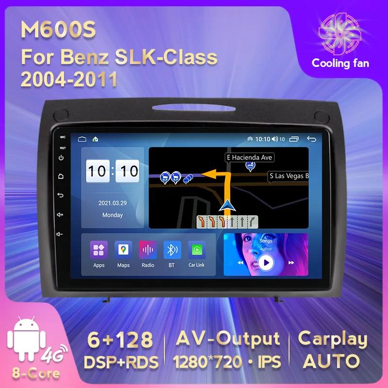 Автомобильный GPS навигатор IPS HD 1280*720 Android 11 DVD мультимедийный плеер для Benz SLK Class 2004