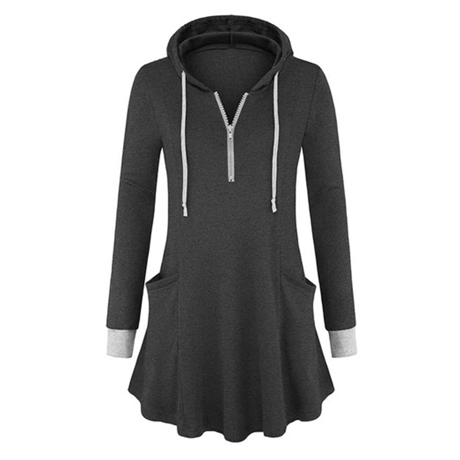 

woman sweaters Autumn Women Casual Long Sleeve Tunic Hoodie Zip Pocket Sweatshirt Pullover winter clothes women 2020