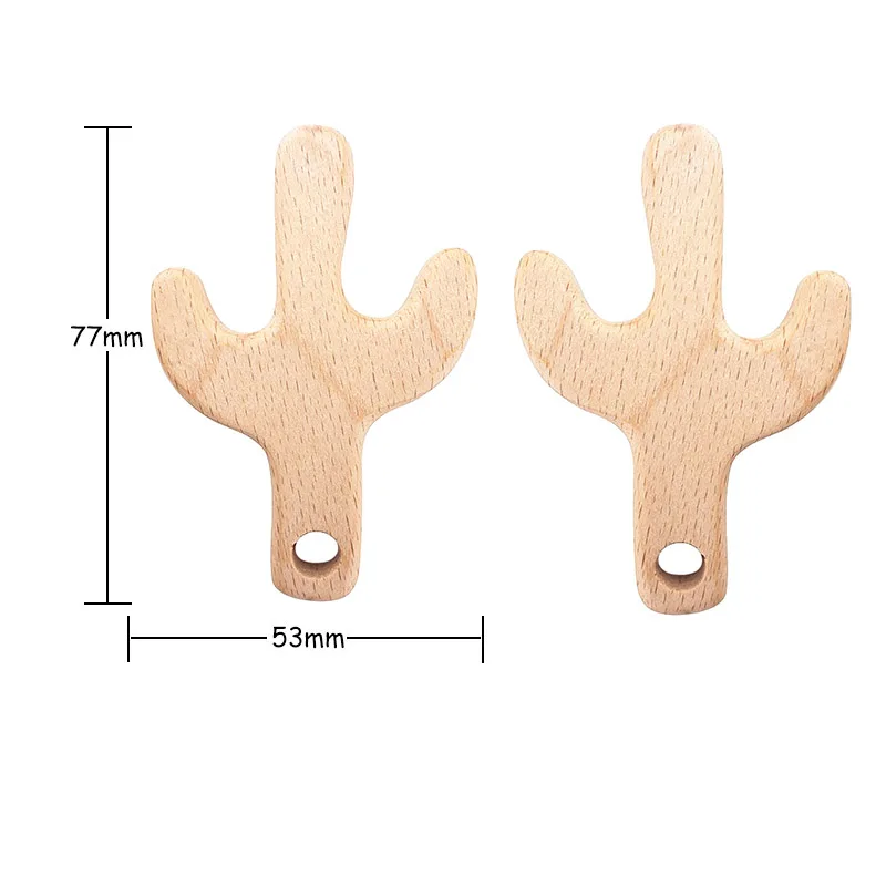 Chenkai-anillo mordedor de Cactus de madera, 10 unidades, bricolaje, ecol&oacute;gico, sin terminar, sonajero para beb&eacute;, dentici&oacute;n, juguete de animales de madera-2
