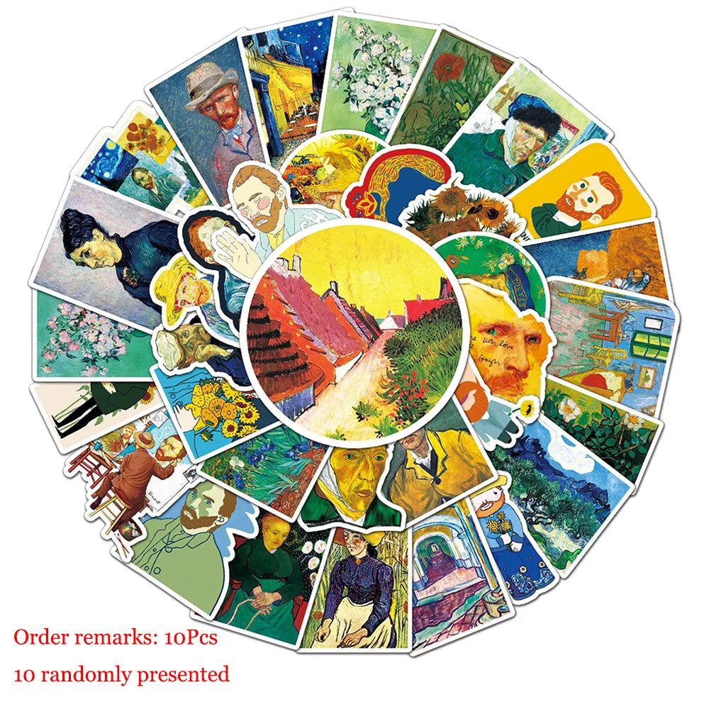

10/30/50 шт. VSCO Van Gogh художественные картины, фигурки, плакаты, наклейки на холодильник, телефон, ноутбук, багаж, стену, блокнот, граффити, детские ...