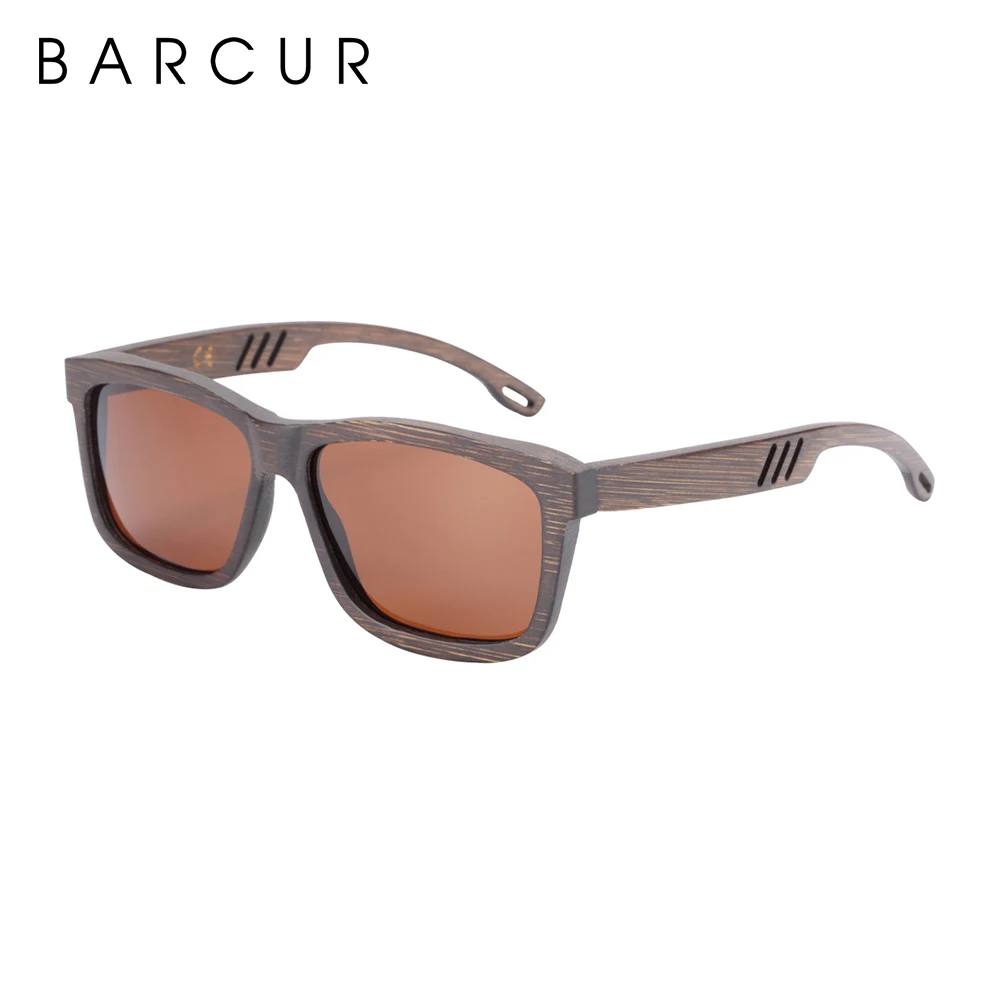BARCUR уникальные дизайнерские черные бамбуковые солнцезащитные очки деревянные