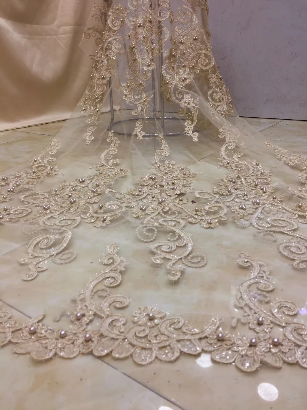 Африканская кружевная ткань цвета шампанского 2021 высококачественное кружево с