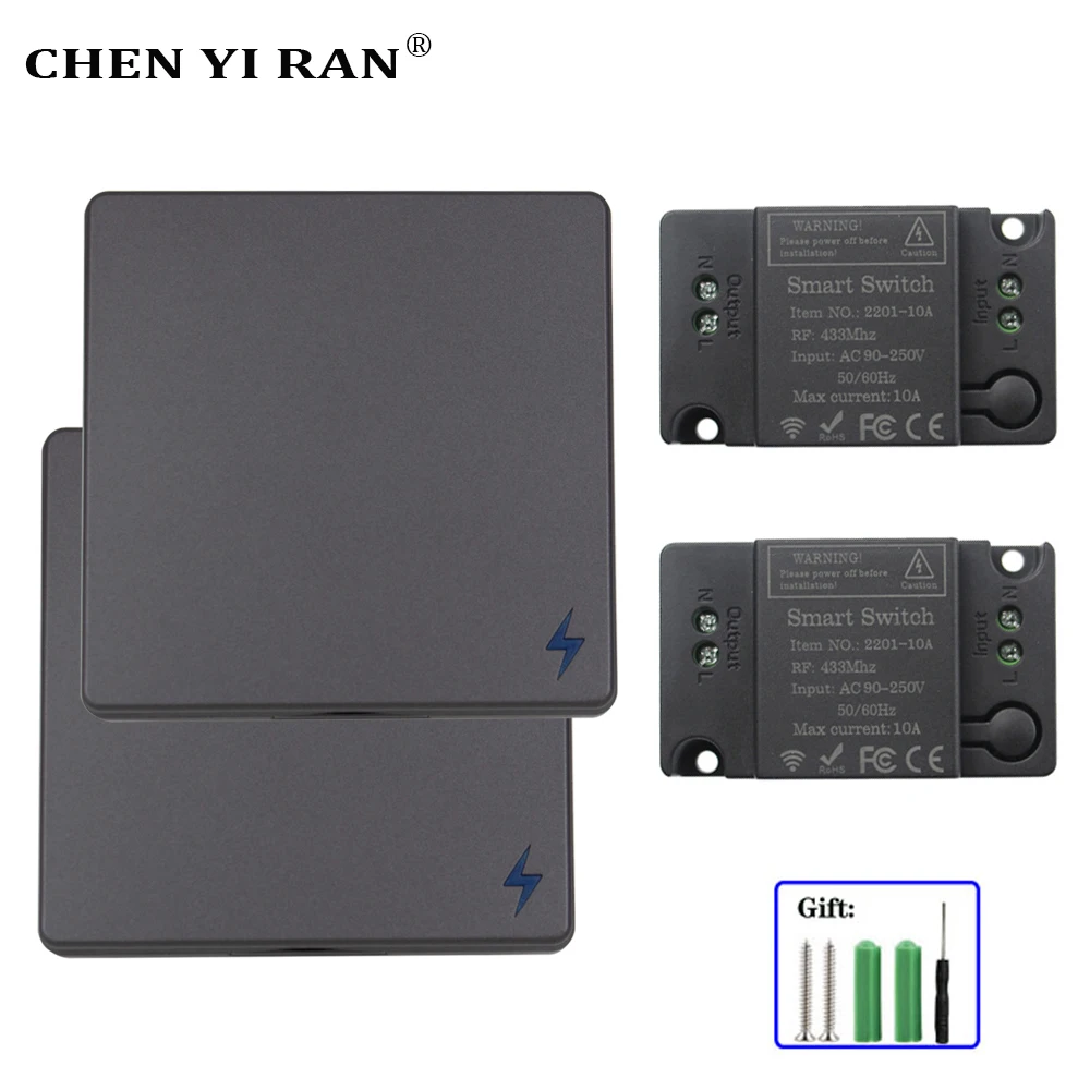 

433Mhz Wireless Wall Smart Switch RF 86 Wall Panel Transmitter Safety Switch and AC 110V 220V Relay Interruptor for Light Lamp